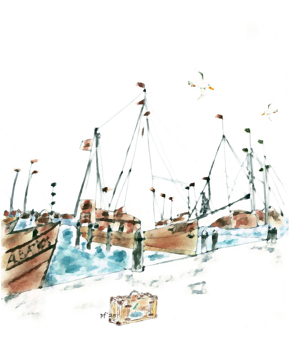 Motiv Hafen Aquarellbild