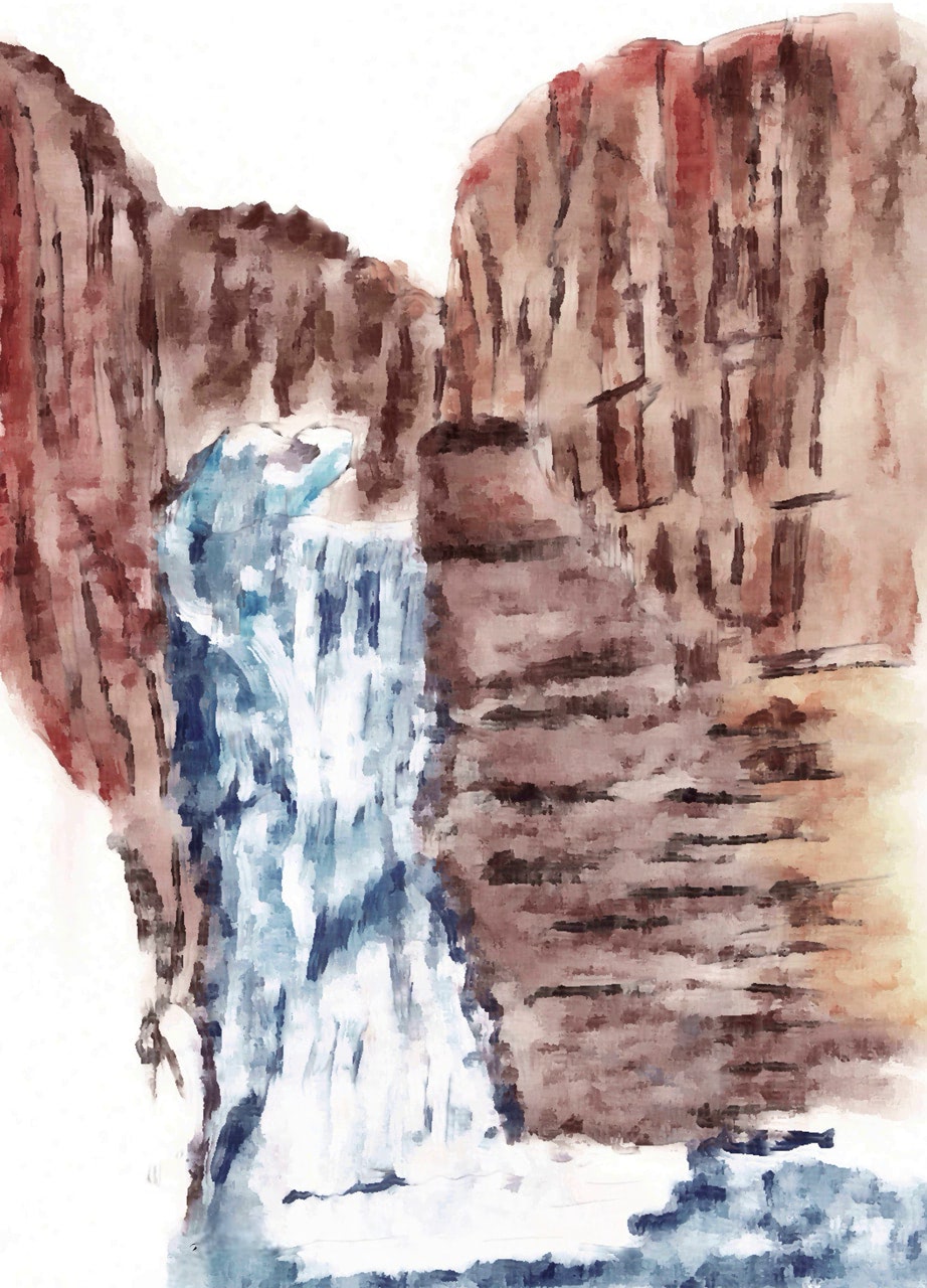 Motiv Wasserfall Aquarellbild